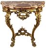 Serpentine Marble Top Gilded Console Table