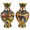 Pair of Chinese Cloisonné Style Vases