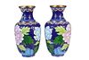 Pair of Chinese Cloisonne Gilt Rimmed Vases