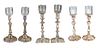 Three Pairs of Silver Plated Candlesticka