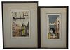 (2) Edgar Patterson Orientalist Colored Etchings