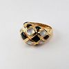 14K 'KBN' Onyx & Mother of Pearl Ring