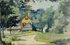 Frederick Lamb Farmhouse W/C Landscape Painting