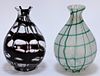 2 Czechoslovakian Kralik Art Glass Vases