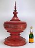 Large Red Lacquer Burmese Thai Food Storage Box