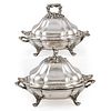 PAIR GEORGIAN SILVER PLATED ENTREE DISHES