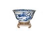 Chinese Blue-&-White Bowl with 9 Phoenixes, Kangxi