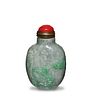 Jadeite Snuff Bottle with Carving of Bamboo, 19th Century