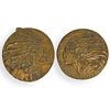 Pair Of Bronze Indian Chief Relief Plaques