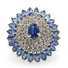 Sterling Diamond and Sapphire Ring