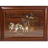 Indian Bone and Pearl Inlaid Wooden Plaque