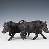 Continental Carved Wooden Boars