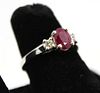 14K White Gold Ruby And Diamond Ring