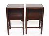 Petit Two-Tier Wood End Tables, Pair