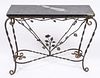 Wrought Iron And Black Marble Console Table