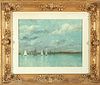 Impressionist Manner Boat Scene Oil on Paper