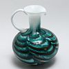 Art Glass Blue White And Brown Pitcher