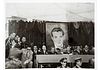 Acto Cívico en Honor a "Tito". Fotografía, 12.5 x 17 cm.  dando un discurso a Josip Broz "Tito" y presidiendo Adolfo López Mateos.