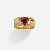 Men's ruby and gold ring