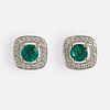 Emerald and diamond ear studs