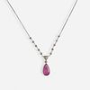 Pink sapphire and diamond pendant necklace
