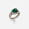 Late Art Deco cabochon emerald ring