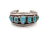 Mark Chee 
(DINE, 1914-1981)
Silver and Turquoise Cuff Bracelet