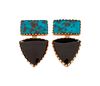 Gail Bird and Yazzie Johnson
(DINE, B. 1949 and B. 1946)
14k Gold, Turquoise, and Onyx Earrings