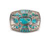 Michael Perry
(DINE, B. 1972)
Sterling Silver and Lone Mountain Turquoise Belt Buckle and Cuff Bracelet