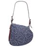 Fendi Blue Denim, Floral, Brown Leather Bag