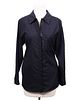 Hermes Pin Striped Wool Zip-Up Blouse Size 38