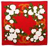 Chanel Red Camellia Silk Scarf 38"