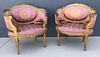 Pair 19th C. French Gilt Carved Upholstered Chairs