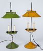 Two Jerry Martin painted tin table lamps