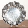 Large 800 silver repousse tray, 18" dia., 44 ozt.