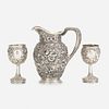 Samuel Kirk & Son, water pitcher and two goblets