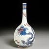 Chinese blue and red dragon bottle vase