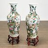 Pair Chinese famille verte porcelain palace vases
