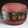 Antique Japanese wicker and lacquer lidded basket