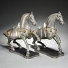 Large pair Gump's Tang style pewter horses