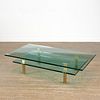 Milo Baughman (attrib.) tiered glass coffee table
