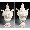 Pair large Louis XV style carved composition urns