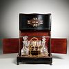 Napoleon III brass inlaid ebony veneer tantalus