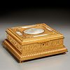 French mother-of-pearl inlaid bronze music box