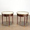 Pair Louis XVI style marble top side tables