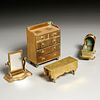 (5) Victorian miniature brass bedroom items