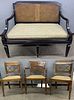 Cane Seat Settee and Chair Assortment