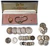 14k Gold Ring, 14k White Gold Wrist Watch and Coin Assortment