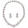 CHOKER AND EARRINGS SET WITH DIAMONDS. 18K AND 14K WHITE GOLD