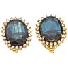 EARRINGS WITH SAPPHIRES AND DIAMONDS. 14K AND 18K YELLOW GOLD 